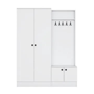 Hallstativ Wallxpert Eska (139,6 x 182,8 x 37,5 cm) Hvit - Hvit - Møbler - Gangmøbler - Møbelsett til gang & entre