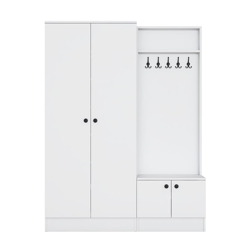 Hallstativ Wallxpert Eska (139,6 x 182,8 x 37,5 cm) Hvit - Hvit - Møbler - Gangmøbler - Møbelsett til gang & entre
