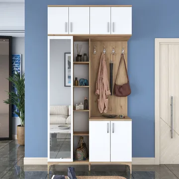 Hallstativ Wallxpert Fenn EA120 (120 x 240 x 37,5 cm) Valnøtt hvit - Valnøtt og hvit - Møbler - Gangmøbler - Møbelsett til gang & entre