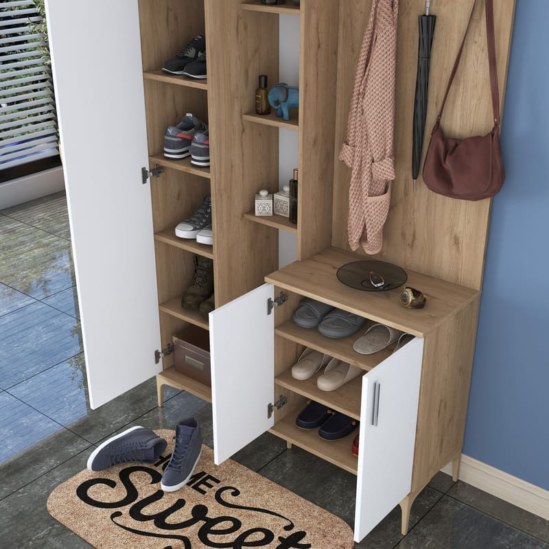 Hallstativ Wallxpert Fenn EA120 (120 x 240 x 37,5 cm) Valnøtt hvit - Valnøtt og hvit - Møbler - Gangmøbler - Møbelsett til gang & entre