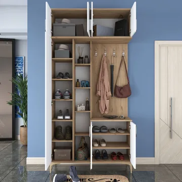 Hallstativ Wallxpert Fenn EA120 (120 x 240 x 37,5 cm) Valnøtt hvit - Valnøtt og hvit - Møbler - Gangmøbler - Møbelsett til gang & entre