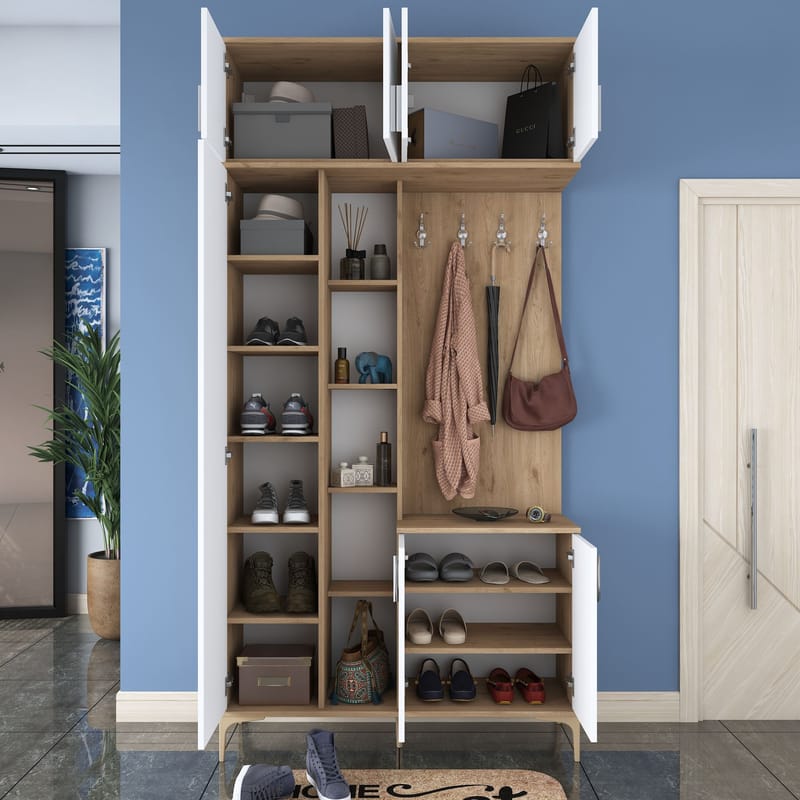 Hallstativ Wallxpert Fenn EA120 (120 x 240 x 37,5 cm) Valnøtt hvit - Valnøtt og hvit - Møbler - Gangmøbler - Møbelsett til gang & entre