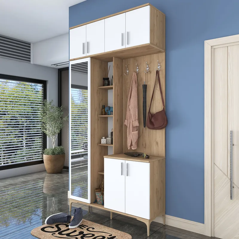 Hallstativ Wallxpert Fenn EA120 (120 x 240 x 37,5 cm) Valnøtt hvit - Valnøtt og hvit - Møbler - Gangmøbler - Møbelsett til gang & entre
