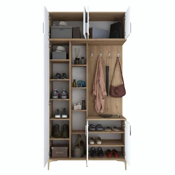 Hallstativ Wallxpert Fenn EA120 (120 x 240 x 37,5 cm) Valnøtt hvit - Valnøtt og hvit - Møbler - Gangmøbler - Møbelsett til gang & entre