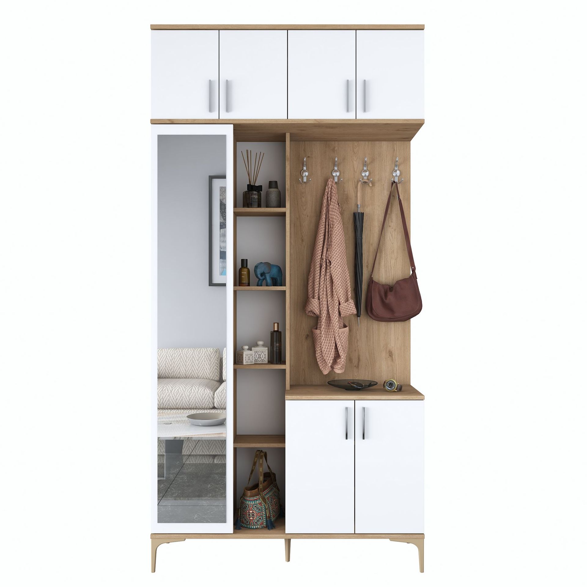 Hallstativ Wallxpert Fenn EA120 (120 x 240 x 37,5 cm) Valnøtt hvit - Valnøtt og hvit