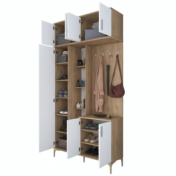 Hallstativ Wallxpert Fenn EA120 (120 x 240 x 37,5 cm) Valnøtt hvit - Valnøtt og hvit - Møbler - Gangmøbler - Møbelsett til gang & entre