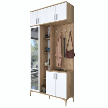 Hallstativ Wallxpert Fenn EA120 (120 x 240 x 37,5 cm) Valnøtt hvit - Valnøtt og hvit - Møbler - Gangmøbler - Møbelsett til gang & entre