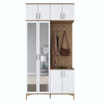 Hallstativ Wallxpert Fenn EA153 (120 x 240 x 37,5 cm) valnøtt hvit - Valnøtt og hvit - Møbler - Gangmøbler - Møbelsett til gang & entre