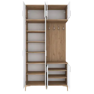 Hallstativ Wallxpert Fenn EA153 (120 x 240 x 37,5 cm) valnøtt hvit - Valnøtt og hvit - Møbler - Gangmøbler - Møbelsett til gang & entre