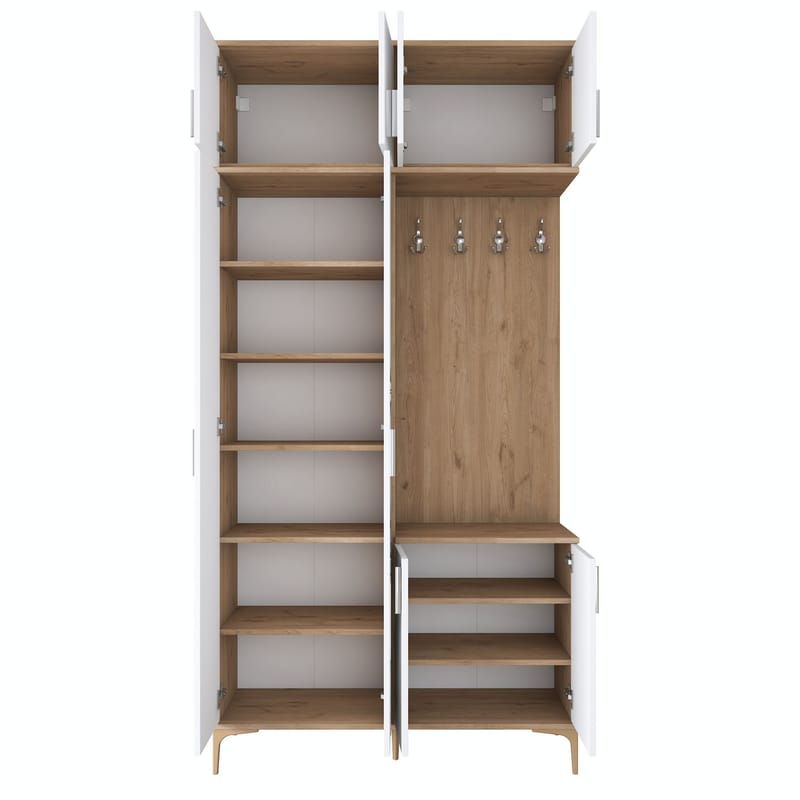 Hallstativ Wallxpert Fenn EA153 (120 x 240 x 37,5 cm) valnøtt hvit - Valnøtt og hvit - Møbler - Gangmøbler - Møbelsett til gang & entre