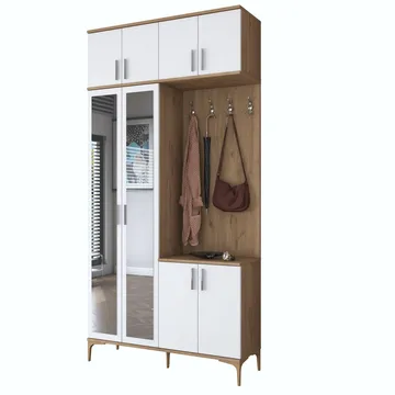 Hallstativ Wallxpert Fenn EA153 (120 x 240 x 37,5 cm) valnøtt hvit - Valnøtt og hvit - Møbler - Gangmøbler - Møbelsett til gang & entre