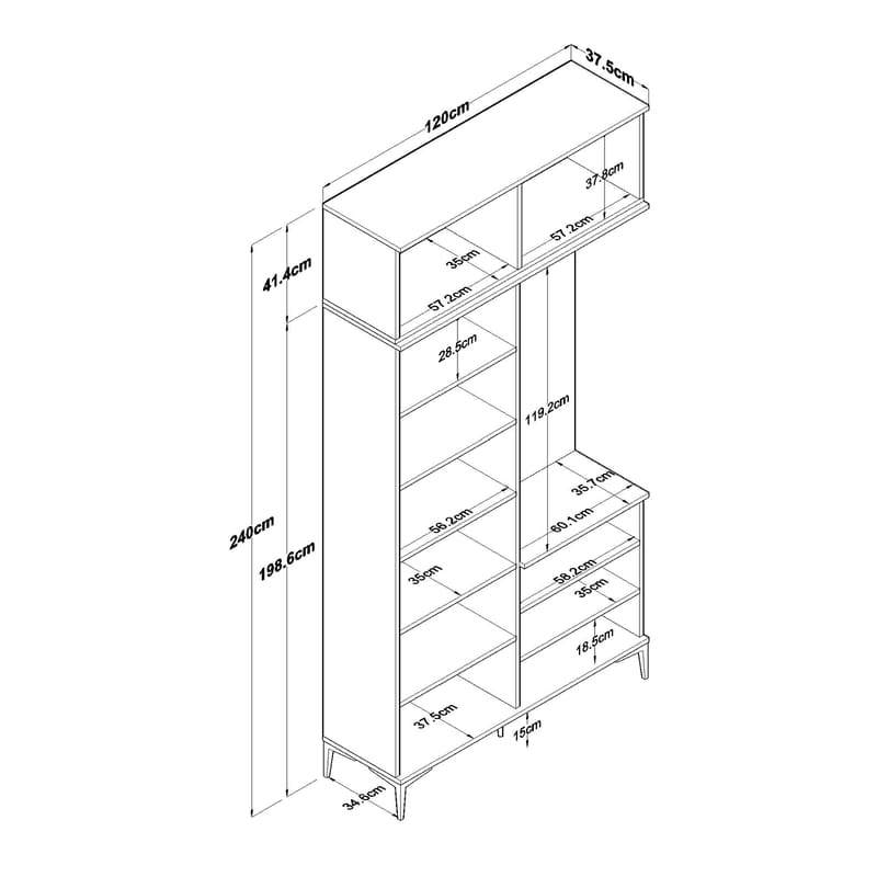 Hallstativ Wallxpert Fenn EA153 (120 x 240 x 37,5 cm) valnøtt hvit - Valnøtt og hvit - Møbler - Gangmøbler - Møbelsett til gang & entre