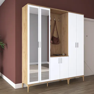Hallstativ Wallxpert Gala hylle EA 156 (180 x 198,6 x 37,5 cm) Valnøtt hvit - Valnøtt og hvit - Møbler - Gangmøbler - Møbelsett til gang & entre