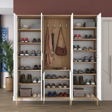 Hallstativ Wallxpert Gala hylle EA 156 (180 x 198,6 x 37,5 cm) Valnøtt hvit - Valnøtt og hvit - Møbler - Gangmøbler - Møbelsett til gang & entre