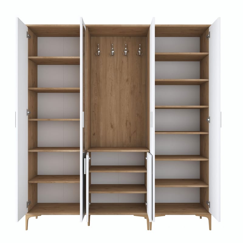 Hallstativ Wallxpert Gala hylle EA 156 (180 x 198,6 x 37,5 cm) Valnøtt hvit - Valnøtt og hvit - Møbler - Gangmøbler - Møbelsett til gang & entre
