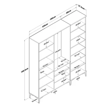 Hallstativ Wallxpert Gala hylle EA 156 (180 x 198,6 x 37,5 cm) Valnøtt hvit - Valnøtt og hvit - Møbler - Gangmøbler - Møbelsett til gang & entre
