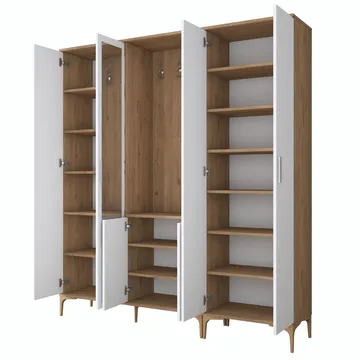 Hallstativ Wallxpert Gala hylle EA 156 (180 x 198,6 x 37,5 cm) Valnøtt hvit - Valnøtt og hvit - Møbler - Gangmøbler - Møbelsett til gang & entre