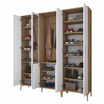 Hallstativ Wallxpert Gala hylle EA 156 (180 x 198,6 x 37,5 cm) Valnøtt hvit - Valnøtt og hvit - Møbler - Gangmøbler - Møbelsett til gang & entre