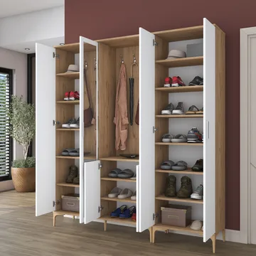 Hallstativ Wallxpert Gala hylle EA 156 (180 x 198,6 x 37,5 cm) Valnøtt hvit - Valnøtt og hvit - Møbler - Gangmøbler - Møbelsett til gang & entre