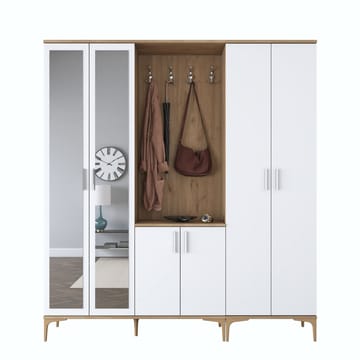Hallstativ Wallxpert Gala Shelf EA154 (180 x 198,6 x 37,5 cm) valnøtt hvit - Valnøtt og hvit - Møbler - Gangmøbler - Møbelsett til gang & entre