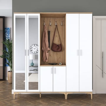 Hallstativ Wallxpert Gala Shelf EA154 (180 x 198,6 x 37,5 cm) valnøtt hvit - Valnøtt og hvit - Møbler - Gangmøbler - Møbelsett til gang & entre