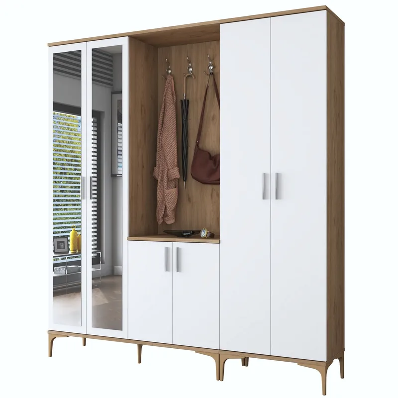 Hallstativ Wallxpert Gala Shelf EA154 (180 x 198,6 x 37,5 cm) valnøtt hvit, Valnøtt og hvit