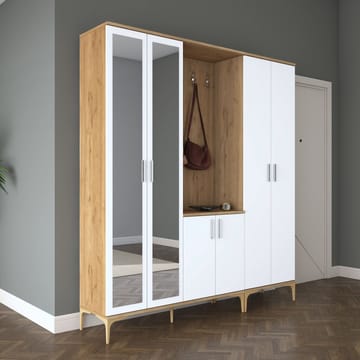 Hallstativ Wallxpert Gala Shelf EA154 (180 x 198,6 x 37,5 cm) valnøtt hvit - Valnøtt og hvit - Møbler - Gangmøbler - Møbelsett til gang & entre