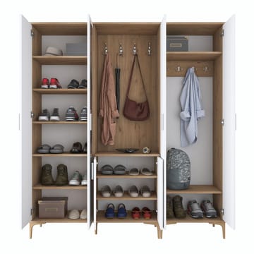 Hallstativ Wallxpert Gala Shelf EA154 (180 x 198,6 x 37,5 cm) valnøtt hvit - Valnøtt og hvit - Møbler - Gangmøbler - Møbelsett til gang & entre