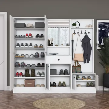 Hallstativ Wallxpert Hyla (199,4 x 182,2 x 37,5 cm) Hvit - Hvit - Møbler - Gangmøbler - Møbelsett til gang & entre