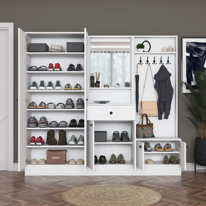 Hallstativ Wallxpert Hyla (199,4 x 182,2 x 37,5 cm) Hvit - Hvit - Møbler - Gangmøbler - Møbelsett til gang & entre