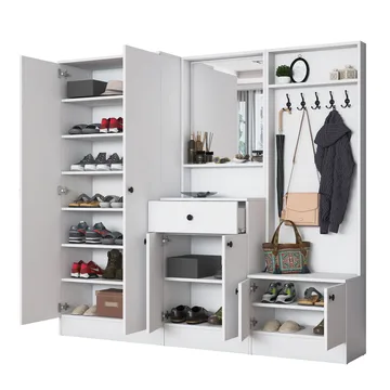 Hallstativ Wallxpert Hyla (199,4 x 182,2 x 37,5 cm) Hvit - Hvit - Møbler - Gangmøbler - Møbelsett til gang & entre
