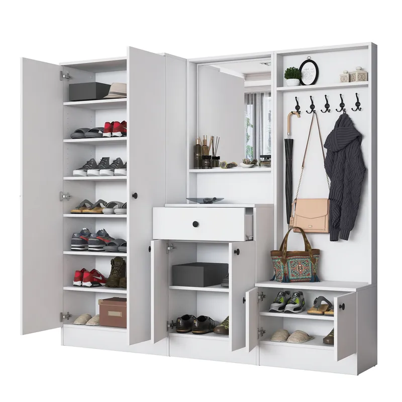 Hallstativ Wallxpert Hyla (199,4 x 182,2 x 37,5 cm) Hvit - Hvit - Møbler - Gangmøbler - Møbelsett til gang & entre