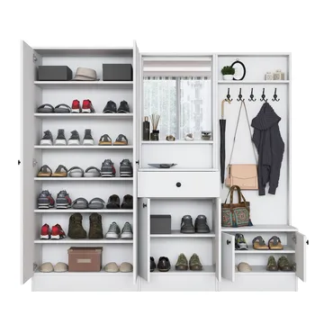 Hallstativ Wallxpert Hyla (199,4 x 182,2 x 37,5 cm) Hvit - Hvit - Møbler - Gangmøbler - Møbelsett til gang & entre