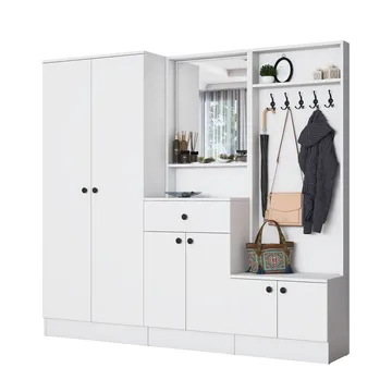 Hallstativ Wallxpert Hyla (199,4 x 182,2 x 37,5 cm) Hvit - Hvit - Møbler - Gangmøbler - Møbelsett til gang & entre