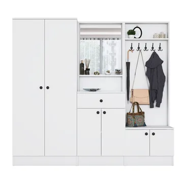 Hallstativ Wallxpert Hyla (199,4 x 182,2 x 37,5 cm) Hvit - Hvit - Møbler - Gangmøbler - Møbelsett til gang & entre