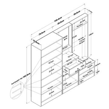 Hallstativ Wallxpert Hyla (199,4 x 182,2 x 37,5 cm) Hvit - Hvit - Møbler - Gangmøbler - Møbelsett til gang & entre