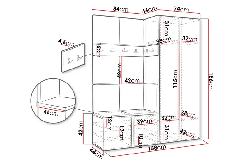 Hollan Entrémøbelsett - Møbler - Gangmøbler - Møbelsett til gang & entre