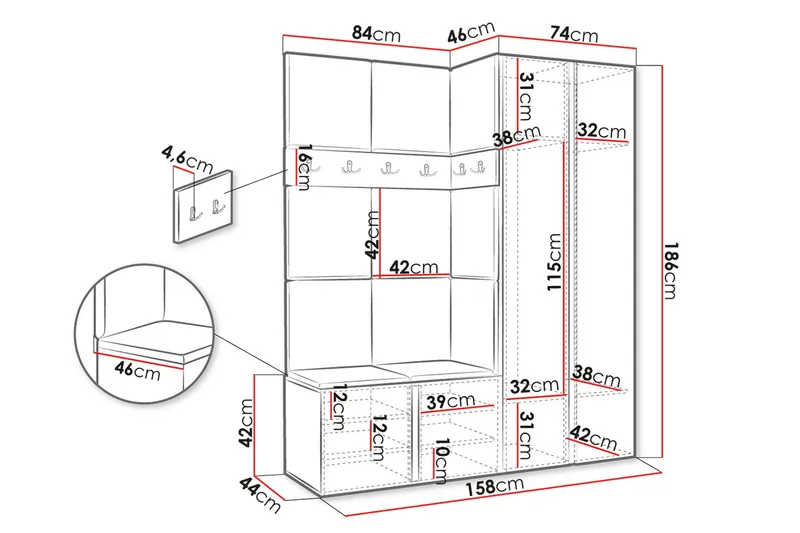 Hollan Entrémøbelsett - Møbler - Gangmøbler - Møbelsett til gang & entre