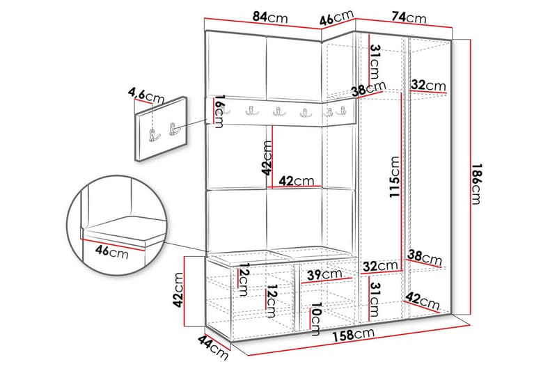 Hollan Hall Møbelsett - Brun - Møbler - Gangmøbler - Møbelsett til gang & entre