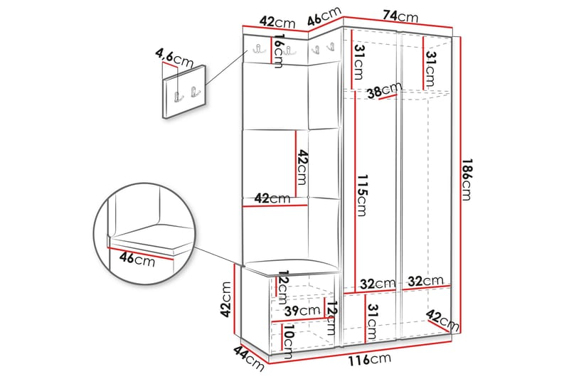 Hollan Hall Møbelsett - Brun/Beige - Møbler - Gangmøbler - Møbelsett til gang & entre