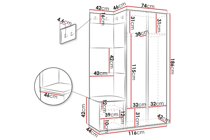 Hollan Hall Møbelsett - Brun/Beige - Møbler - Gangmøbler - Møbelsett til gang & entre