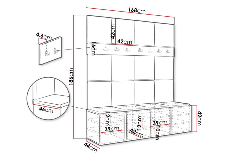 Hollan Hall Møbelsett - Grå - Møbler - Gangmøbler - Møbelsett til gang & entre