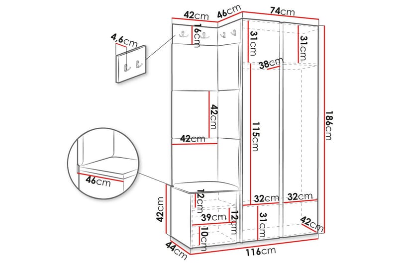Hollan Hall Møbelsett - Grå/Beige - Møbler - Gangmøbler - Møbelsett til gang & entre