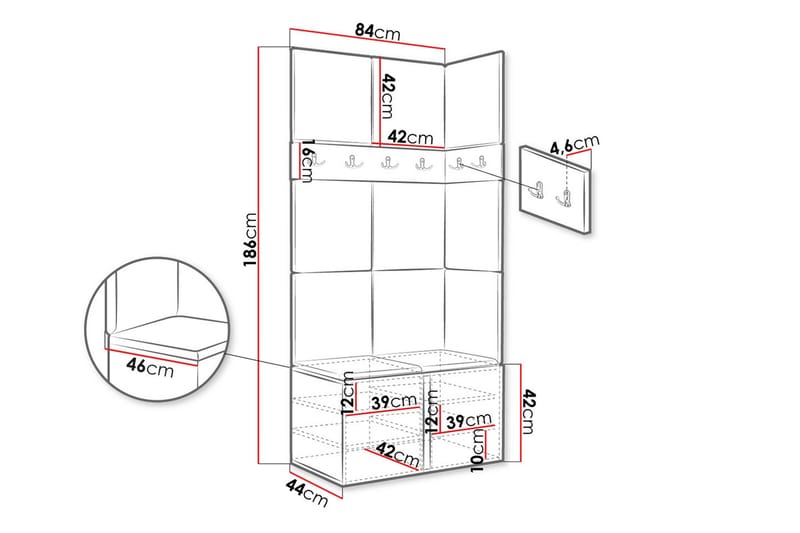Hollan Hall Møbelsett - Grå/Beige - Møbler - Gangmøbler - Møbelsett til gang & entre