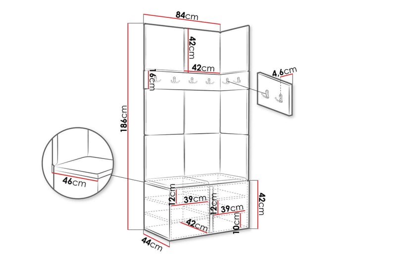Hollan Hall Møbelsett - Grå/Beige - Møbler - Gangmøbler - Møbelsett til gang & entre