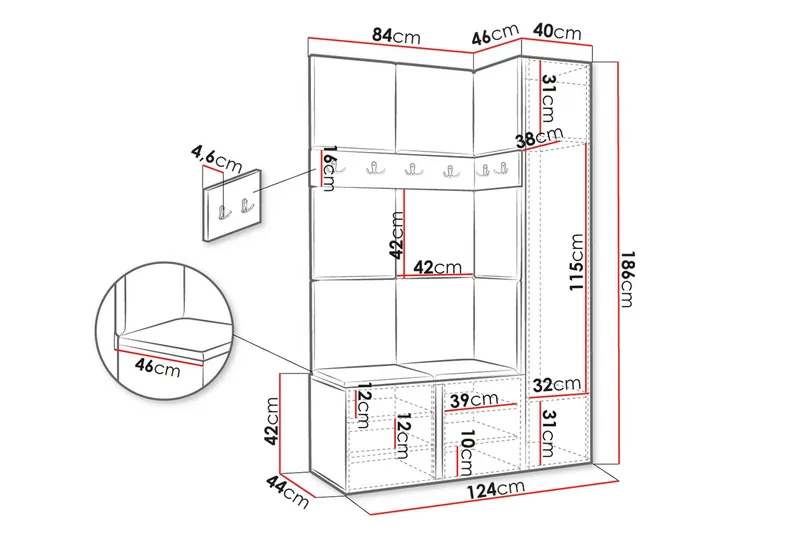 Hollan Hall Møbelsett - Rosa - Møbler - Gangmøbler - Møbelsett til gang & entre