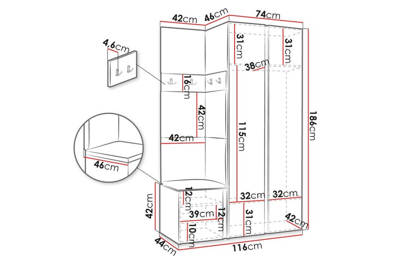 Hollan Hall Møbelsett - Svart Og Hvitt - Møbler - Gangmøbler - Møbelsett til gang & entre