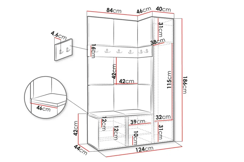 Hollan Hall Møbelsett - Møbler - Gangmøbler - Møbelsett til gang & entre