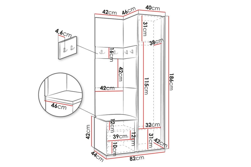 Hollan Hall Møbelsett - Møbler - Gangmøbler - Møbelsett til gang & entre