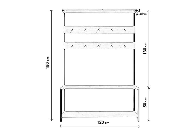 Akdere Gangmøbelsett 120 cm - Natur - Møbler - Gangmøbler - Møbelsett til gang & entre